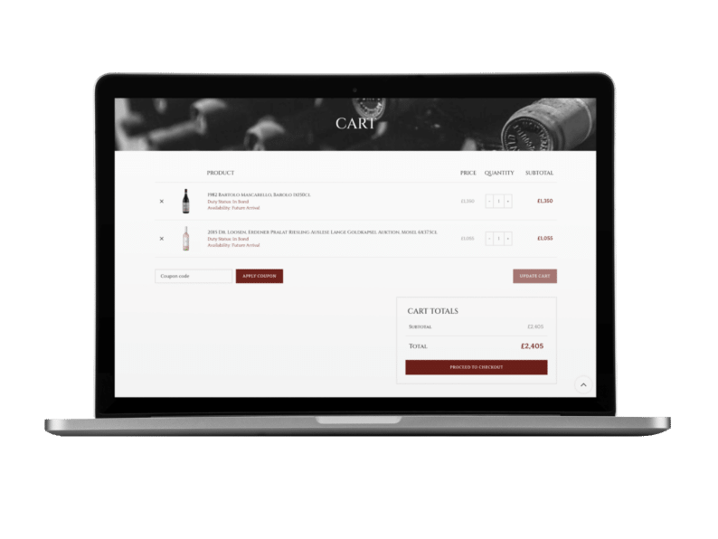 Hub Webshop cart | Wine Hub | Wine Inventory Management Software | Wine eCommerce