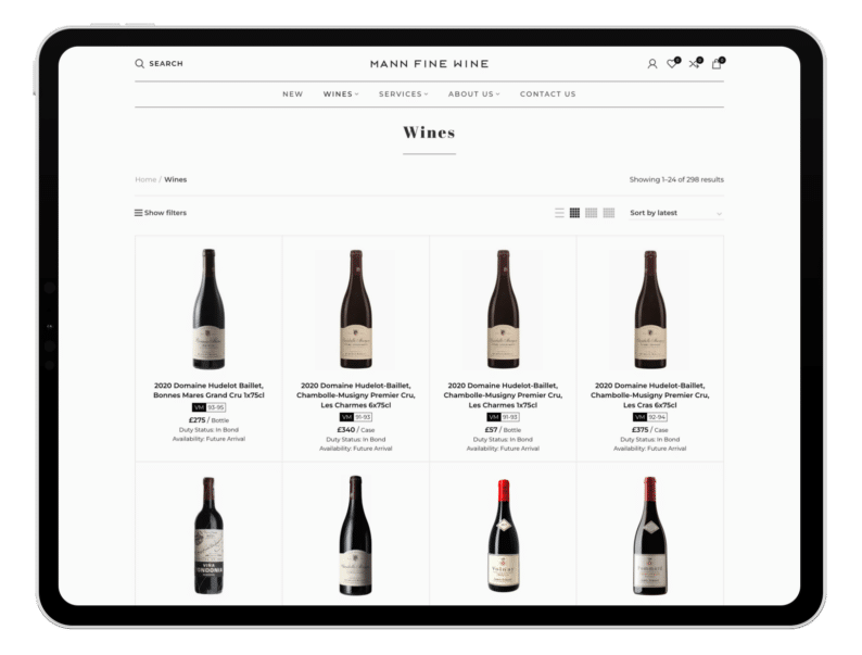 Mann Fine Wine ecommerce | Wine Hub | Wine Inventory Management Software | Wine eCommerce