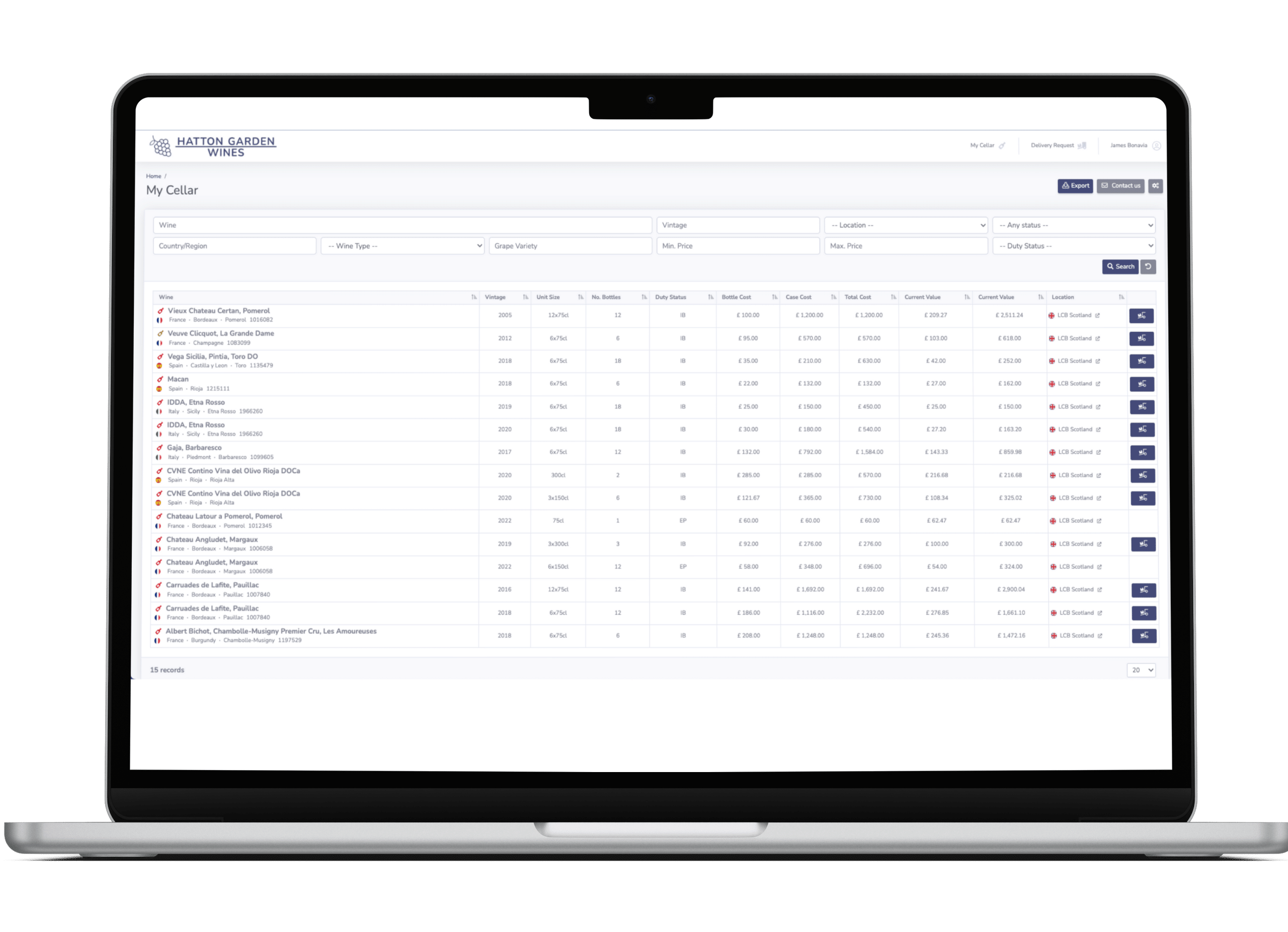 Client wine storage | Wine Hub | Wine business management software | Wine Owners